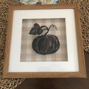 Framed Pumpkin Art with Wooden Frame